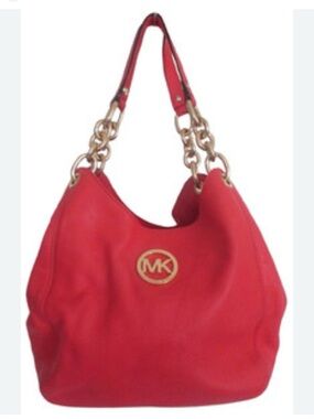 Michael Kors Coral orange Shoulder Hobo Bag with Gold Hardware